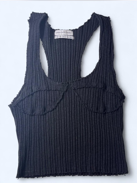 Urban Outfitters Tops - Urban Outfitters Black Ribbed Raw-Edge Tank